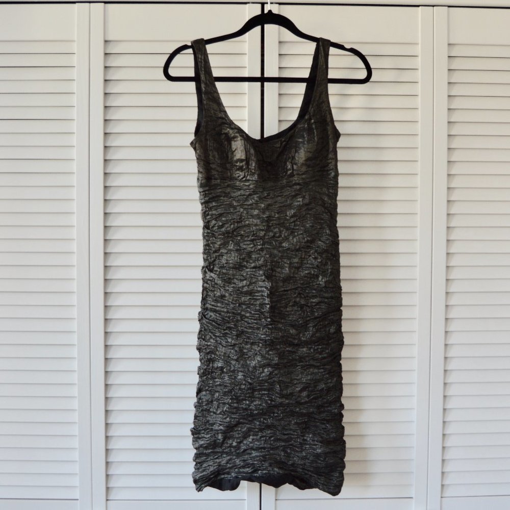 Nicole Miller Size 6 Dress Metallic Rouched Dress | Size 6